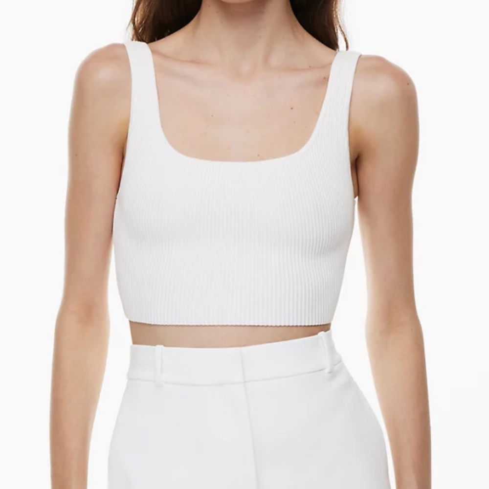 Aritzia Babaton Sculpt Tank White Square Neck Crop Top